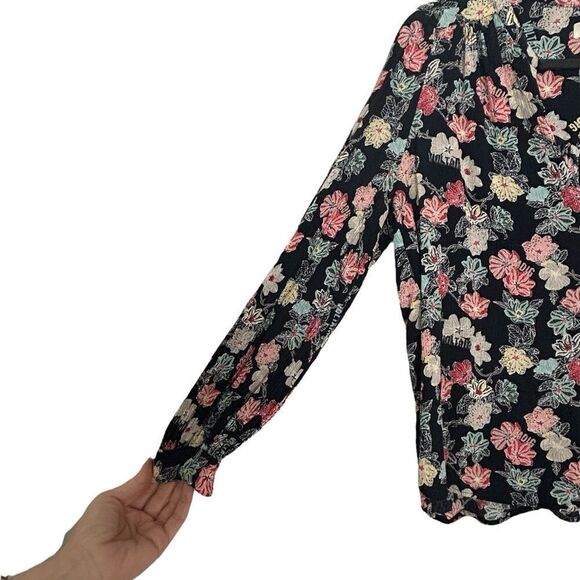 Zadig and Voltaire Tifany Flower Print Crepe Blouse Long Sleeve Size Medium - Picture 7 of 12